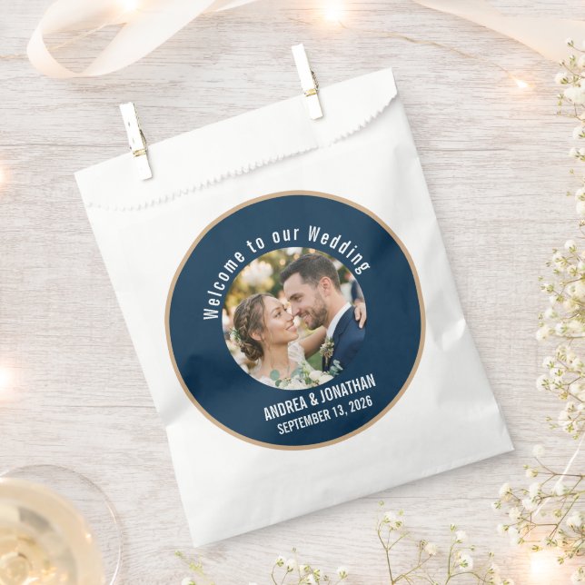 Bearbeitbare Art Deco-Hochzeitseinladung mit Foto Geschenktütchen (Ausgeschnitten)