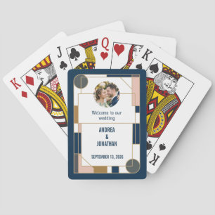 Bearbeitbare Art Deco Hochzeitseinladung mit Foto Spielkarten
