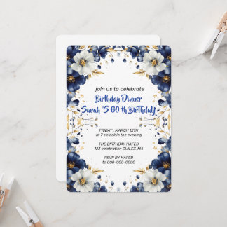 Bearbeitbare Babyblau und Silber Blumen Einladung, Einladung