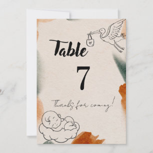 Bearbeitbare Babyshower-Tischnummern   Minimalisti Einladung