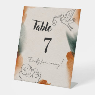 Bearbeitbare Babyshower-Tischnummern Minimalisti Sockelschild