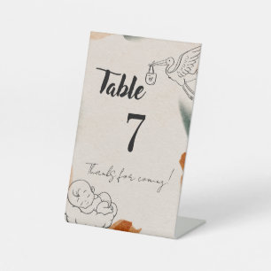 Bearbeitbare Babyshower-Tischnummern   Minimalisti Sockelschild