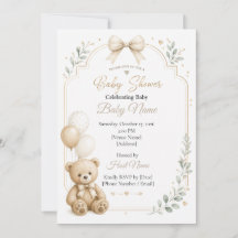 Bearbeitbare Bären-Einladung, Boho-Baby-Party
