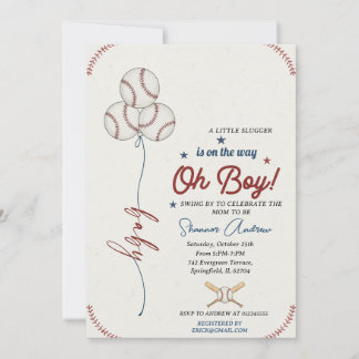 Bearbeitbare Baseball-Baby-Shower-Rookie-Baby-Spri Einladung