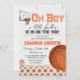 Bearbeitbare Basketball-Baby-Party Einladung
