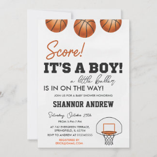 Bearbeitbare Basketball Oh Boy Babyparty Einladung