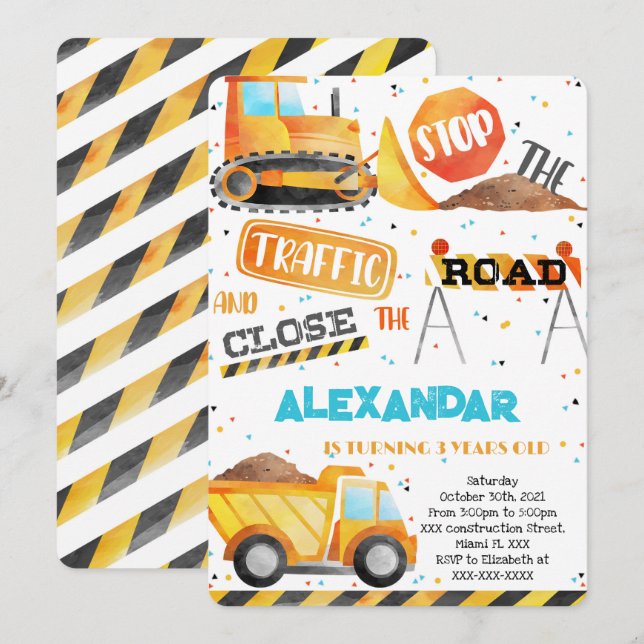 Bearbeitbare Bauweise Geburtstagseinladungen Einladung (Vorne/Hinten)