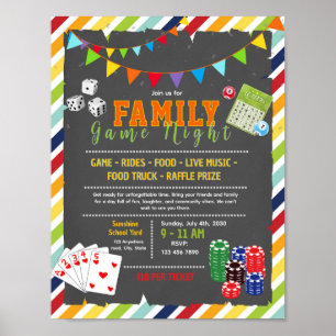 Bearbeitbare Bingo-Familienspielabend-Fundraiser-F Poster