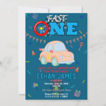 Bearbeitbare blaue Rennwagen-Geburtstagseinladung 