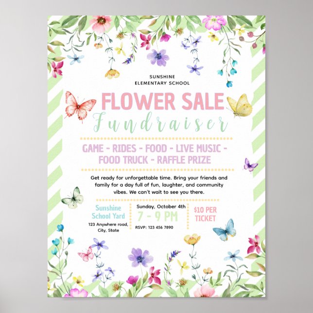 Bearbeitbare Blumenverkaufs-Fundraiser-Flugblatt Poster (Vorne)