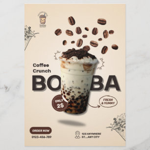 Bearbeitbare Boba-Tee-Café-Flugblatt, Menü für Kle