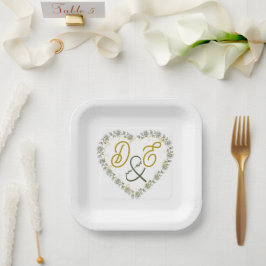 Bearbeitbare Boho neutrale Hochzeitspapierteller Pappteller