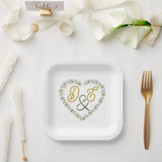 Bearbeitbare Boho neutrale Hochzeitspapierteller Pappteller