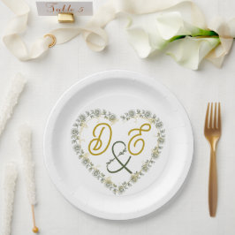 Bearbeitbare Boho neutrale Hochzeitspapierteller Pappteller