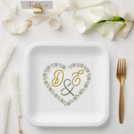 Bearbeitbare Boho neutrale Hochzeitspapierteller Pappteller