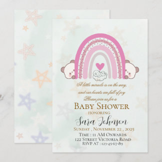 Bearbeitbare Boho-Regenbogen-Baby-Shower-Einladung Einladung