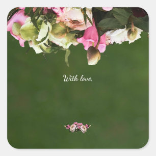 Bearbeitbare botanische Geschenkanhänger Elegant Quadratischer Aufkleber