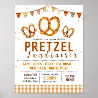 Bearbeitbare Brezelfundraiser-Flugblatt Poster