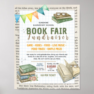 Bearbeitbare Buchmesse-Fundraising-Flugblatt Poster