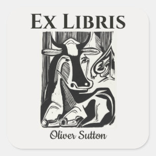 bearbeitbare Buchzeichen-Aufkleber für die Kuh abl Quadratischer Aufkleber