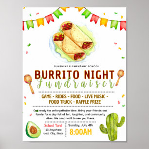 Bearbeitbare Burrito-Spendenaktion-Flugblatt Poster