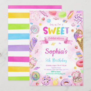 Bearbeitbare Candy Geburtstagseinladung Einladung