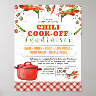 Bearbeitbare Chili-Kochwettbewerb-Fundraiser-Flugb Poster