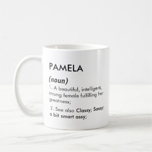 Bearbeitbare Definition des Namens Pamela, benutze Kaffeetasse