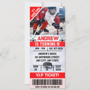 Bearbeitbare digitale Hockey-Ticket-Geburtstagsfei Einladung
