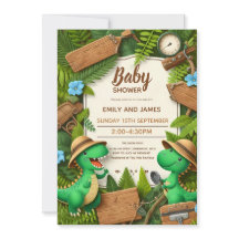 Bearbeitbare Dinosaurier-Baby-Jungen-Shower-Karte 