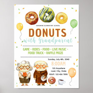 Bearbeitbare Donuts mit Großeltern-Poster Poster