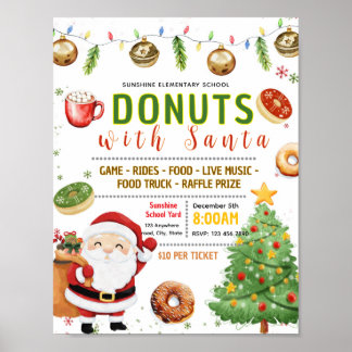 Bearbeitbare Donuts mit Santa-Flugblatt Poster