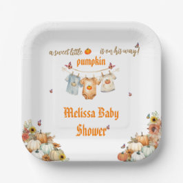 Bearbeitbare druckbare Sweet Little Pumpkin Baby S Pappteller
