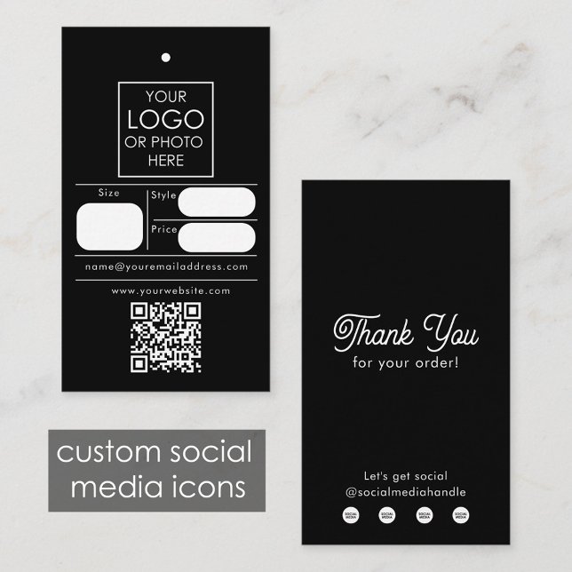 Bearbeitbare Einzelhandelspreis-Tag Kleidung Swing Visitenkarte (Editable Retail Price Tag Clothing Swing Tag Black)