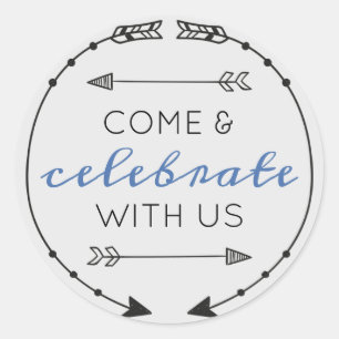 Bearbeitbare Farbe Komm und feiere mit uns Runder Aufkleber