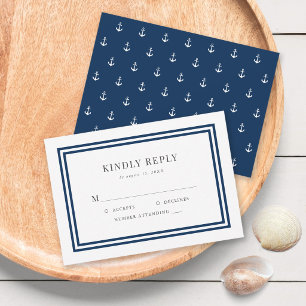 Bearbeitbare Farbe Moderne Klassische Anker Hochze RSVP Karte