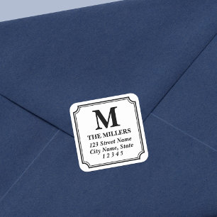 Bearbeitbare Farbe Moderne klassische Monogramm-Ad Quadratischer Aufkleber