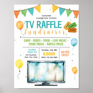Bearbeitbare Fernseh-Verlosungsticket-Fundraiser-F Poster