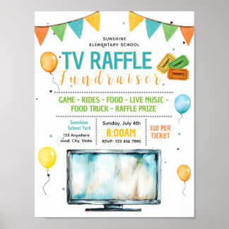 Bearbeitbare Fernseh-Verlosungsticket-Fundraiser-F Poster
