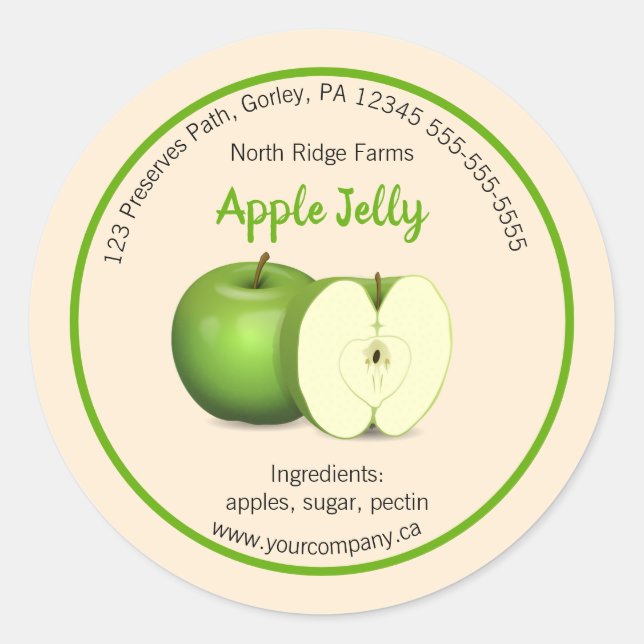 Bearbeitbare Firma Apple Jelly Label Runder Aufkleber (Vorderseite)