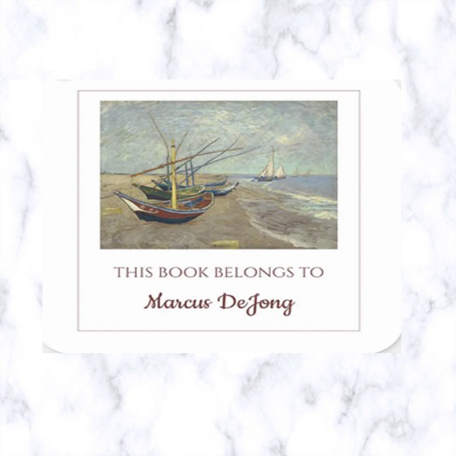 Bearbeitbare Fischereifahrzeuge von Van Gogh Buchz Quadratischer Aufkleber (Von Creator hochgeladen)