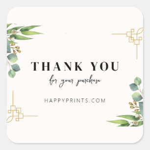 Bearbeitbare Florale Danke-für-Ihre-Bestellung  Quadratischer Aufkleber