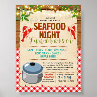 Bearbeitbare Flusskrebs-Koch Seafood-Spendenflyer Poster