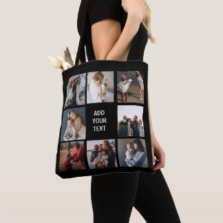 Bearbeitbare Foto Collage Black Tote Bag