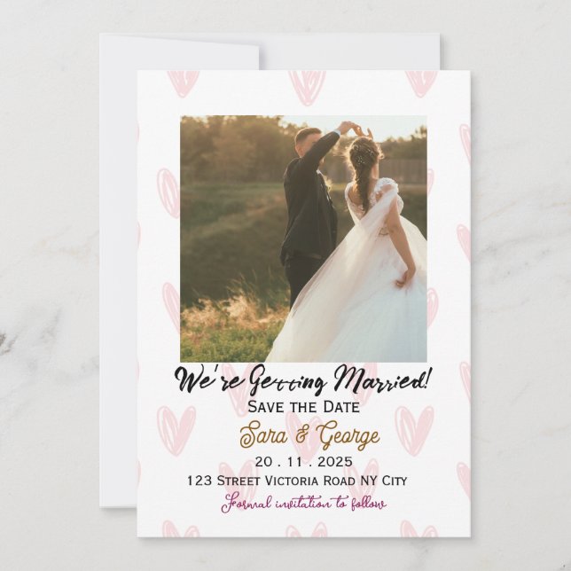 Bearbeitbare Foto-Save-the-Date-Hochzeitseinladung Einladung (Vorderseite)