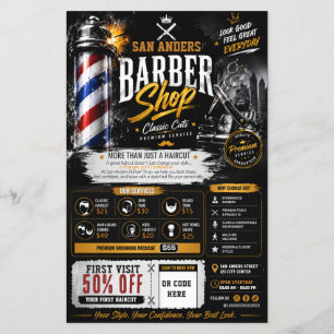 Bearbeitbare Friseur-Shop-Flugblatt   Marketing-De Flyer