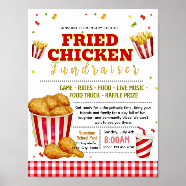 Bearbeitbare Fundraiser-Flugblatt für frittiertes  Poster (Vorne)