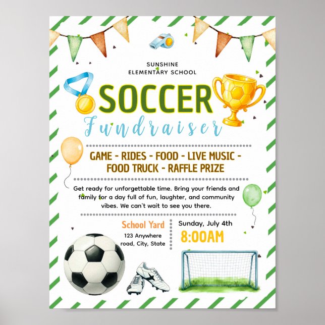 Bearbeitbare Fußball-Spendenflyer Poster (Vorne)