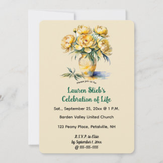 Bearbeitbare gelbe Pfingstrosen Einladung