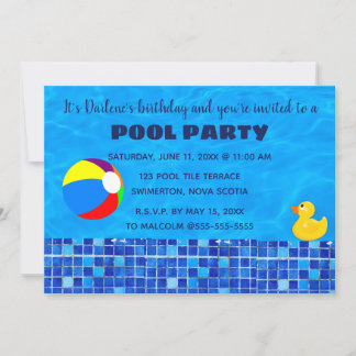 Bearbeitbare geteerte Pool-Party Einladung
